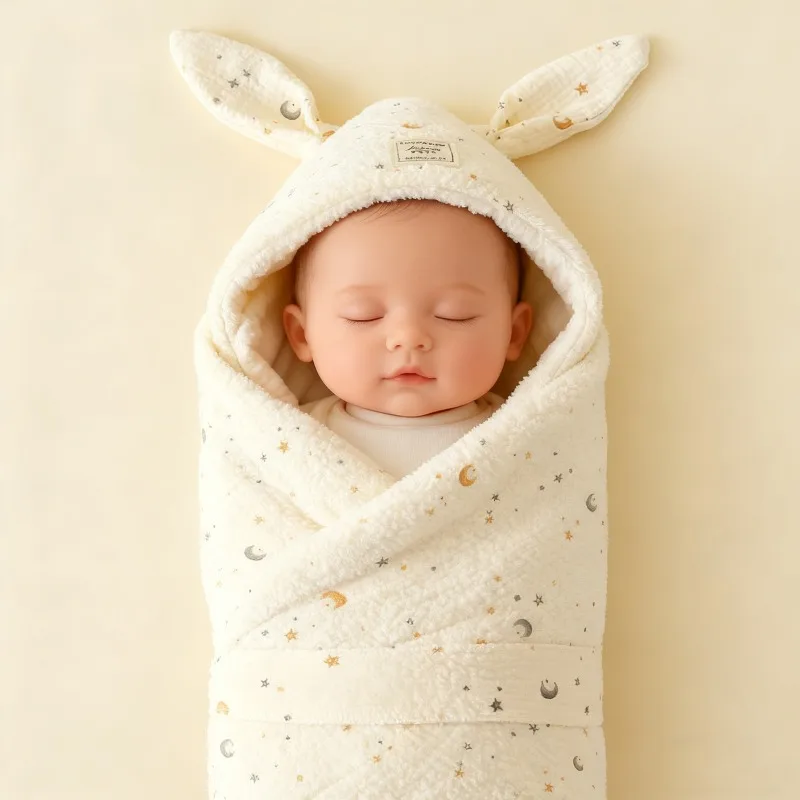 faixa-de-algodao-branca-com-orelhas-de-coelho-para-recem-nascidos-cobertor-macio-kawaii-envoltorio-para-bebe-roupa-de-cama-termica-portatil-para-bebe