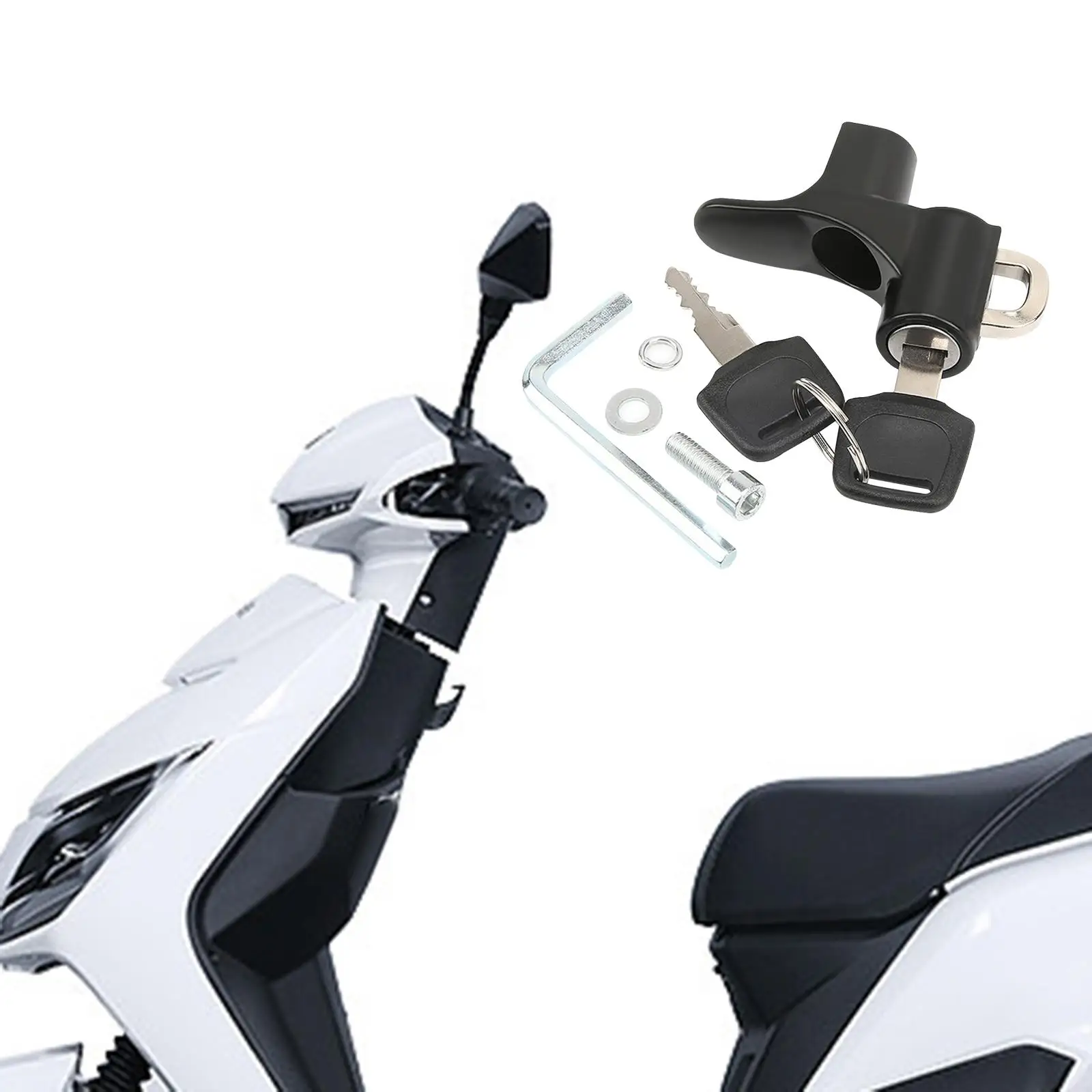 

Black Motorcycle Helmet Lock, Helmet Security Lock, Security Accessories with 2