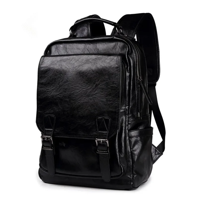 New Arrival Male Functional bags Fashion Men Travel backpack PU Leather backpack big capacity Men laptop School Bag Boy Leisure