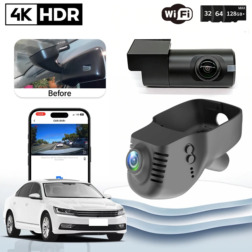 

Plug and play 4K Car Dvr For Volkswagen Passat B7/Tiguan Golf MK5 2007-2015 WIFI＆APP Control DashCam，Night Vision recorder