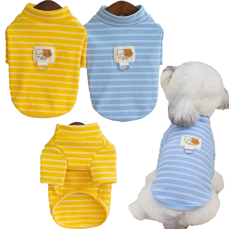 

Stripped Hoodies For Dog Pet Dog Clothes Autumn Winter Yellow Blue Turtleneck Dog Bottom Shirt Chihuahua Puppy Cat Sweatshirt XL