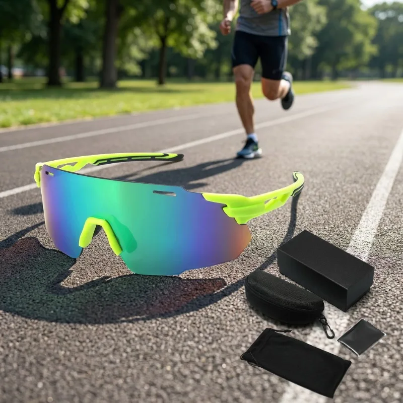 

2026men's rimless sports glasses,football goggles,UV-proof mountain running and cycling sunglasses, including glasses case set.