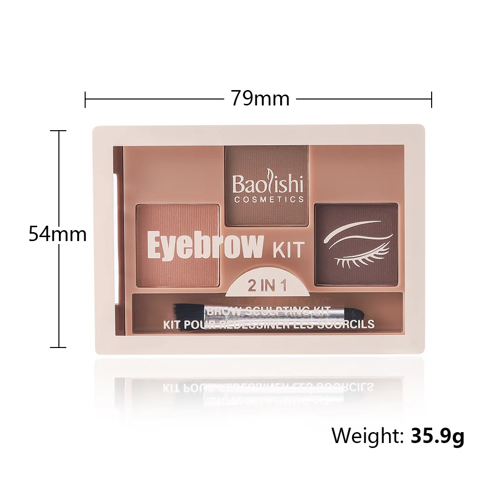 EyeblogugPowder Palette avec pinceau, ensemble de cosmétiques, rehausseur de sourcils, brun, café clair, chocolat, carré, 3 documents