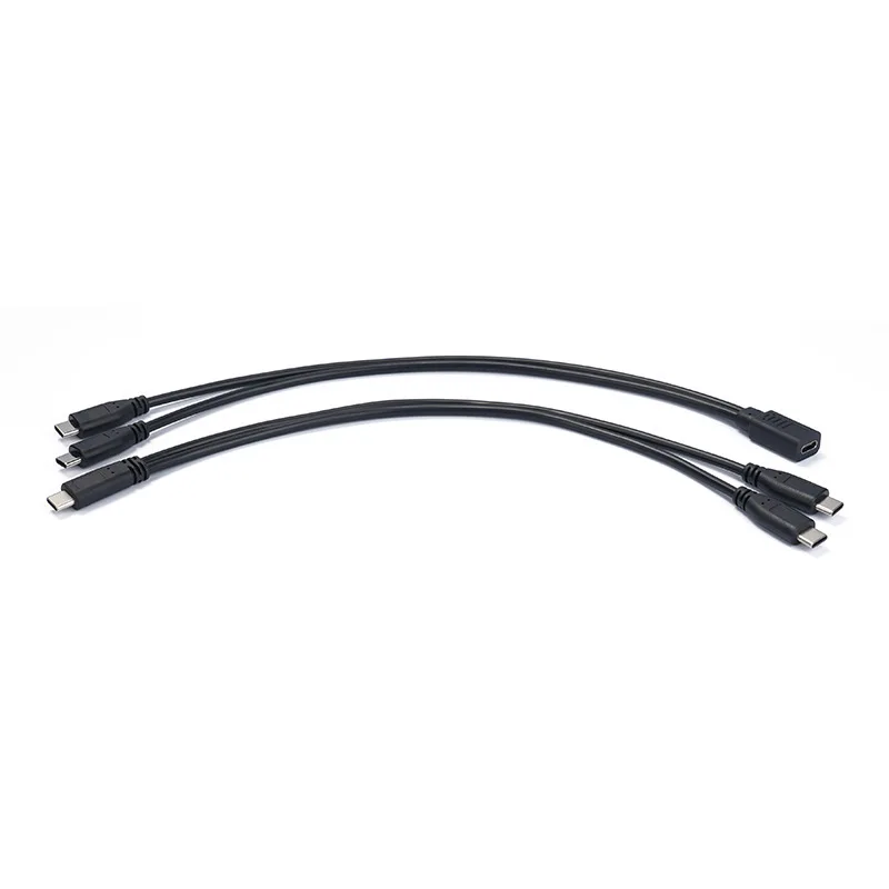 USB نوع C Y كابل الفاصل 1 أنثى إلى 2 ذكر تمديد سلك هاتف الكمبيوتر اللوحي 15 واط 3A محول الطاقة الحبل شحن محول الخط