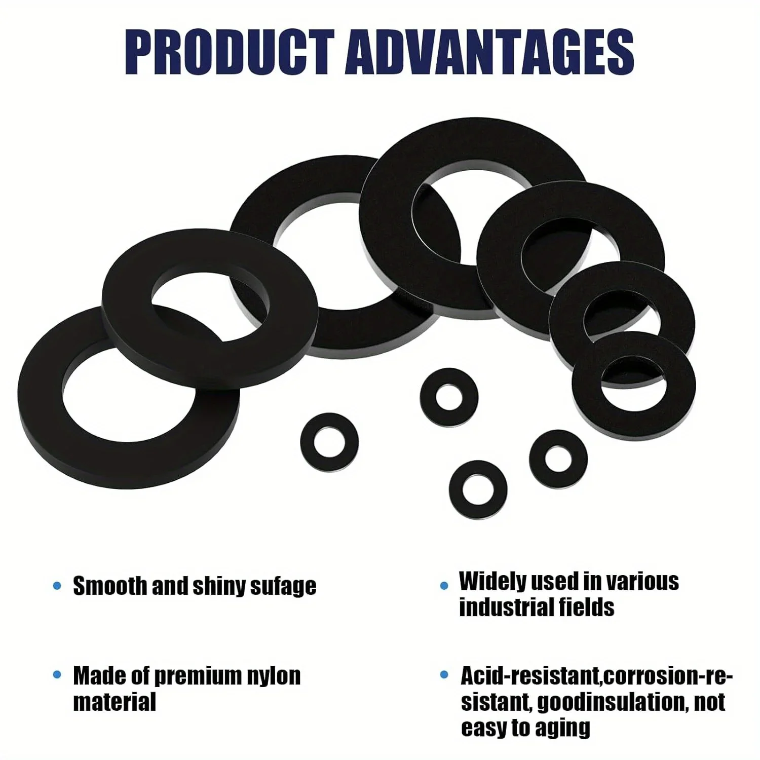 500/250 pieces of anti-loosening wear-resistant washers, made of nylon, suitable for water pipe bolts