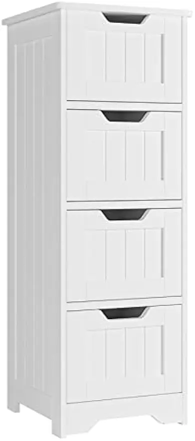 Armario de almacenamiento independiente para baño, mueble lateral con 4 cajones, 11,8x11,8x32,5 pulgadas