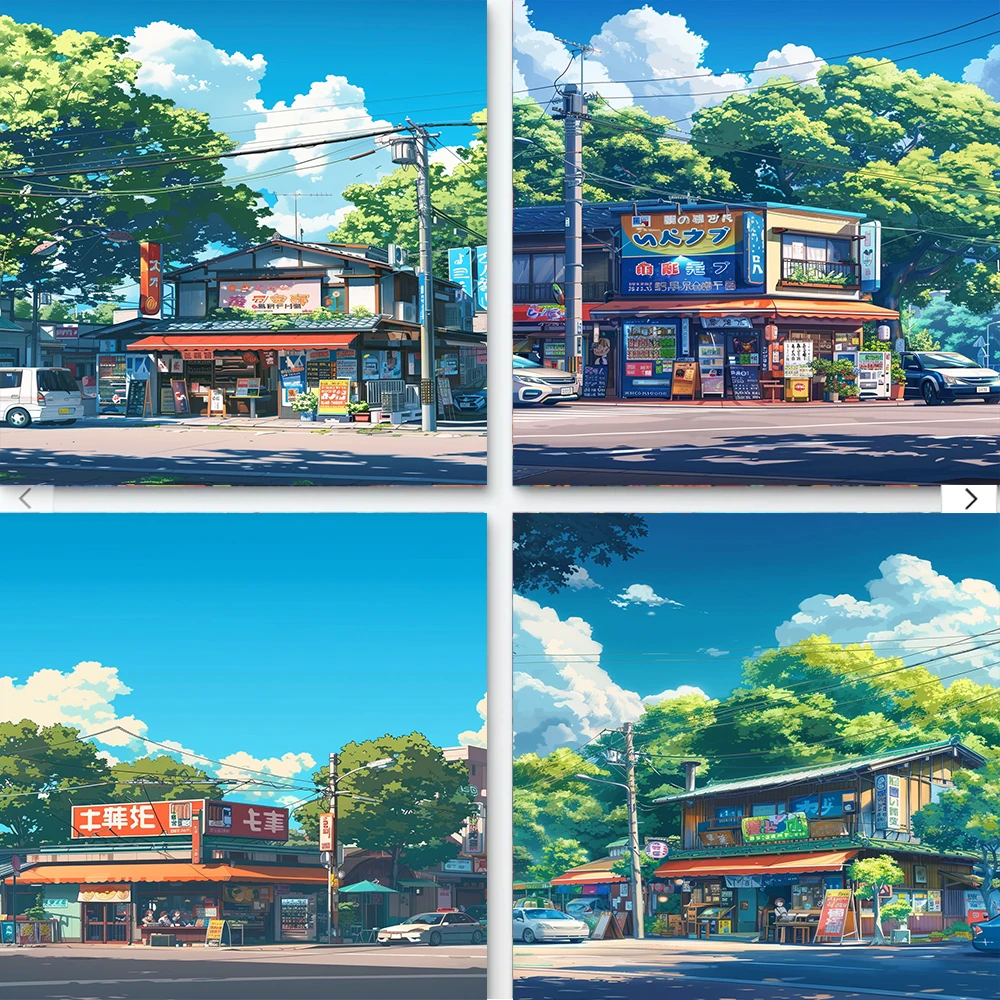 햄릿 캔버스 페인팅 숫자 별 4 피스 세트, 일본 상점 디지털 오일, DIY로 색칠하기, 풍경 페인트, 홈 데코