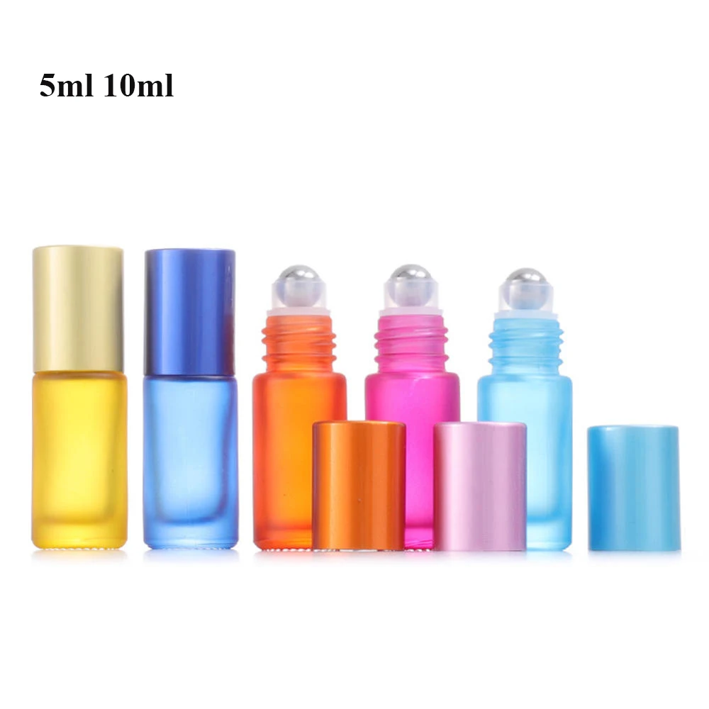 5ml 10ml Thick Glass Roll On Bottles Colorful Empty Bottle Roller Ball Bottle For Essential Oil Travel Kit Perfume Bottles