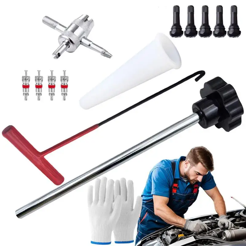 

Tire Valve Stem Tool 13 Valve Stem Core Removal Tool 4 Way Valve Core Remover Single Head Tire Valve Core Remover Installer Tool