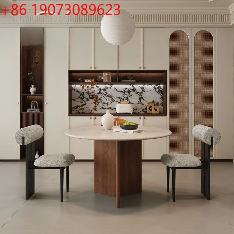 

Средневековый круглый обеденный стол из натурального травертина, круглый круглый стол из мрамора в стиле ретро для маленькой квартиры