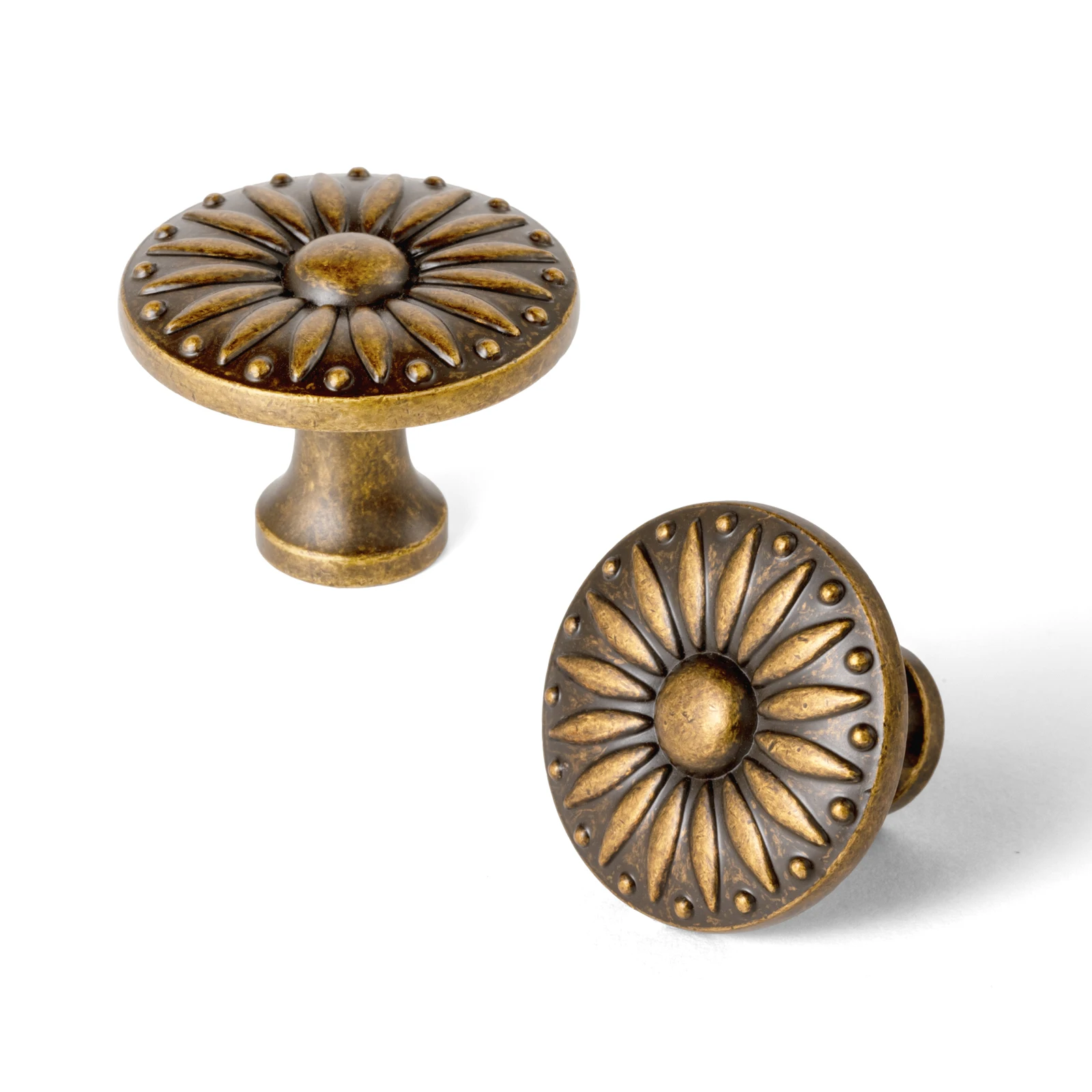 

Goo-Ki Vintage Antique Brasss Sunflower Design Drawer Knobs Zinc Alloy Kitchen Hardware Furniture Handle Cabinet Bar Pulls