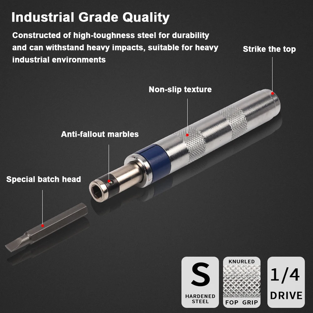 6in1 Screwdriver Set 1/4-inch Impact Drive Rusted Stuck Broken Fasteners Remover with Complete Specifications