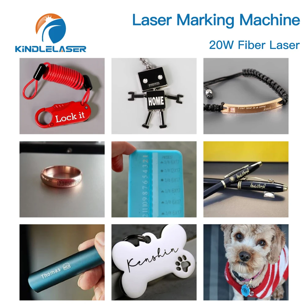 KINDLELASER เครื่องเลเซอร์ไฟเบอร์ 20W 30W 50W 1064nm สำหรับ DIY เครื่องหมายเครื่องประดับโลหะเซรามิค