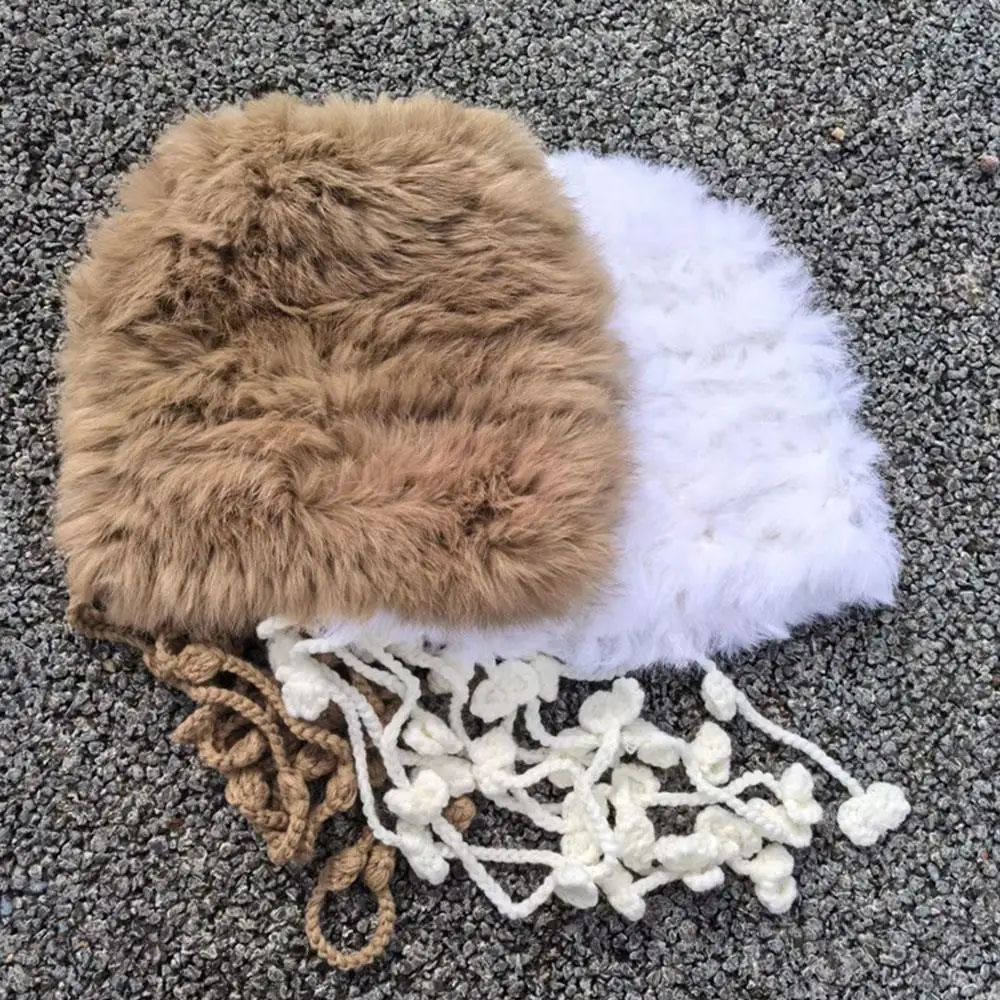 أفخم قبعة بالاكلافا فرو الأرنب الصناعي محبوك قبعة صغيرة شتاء دافئ الرباط بونيه في الهواء الطلق يندبروف إيرفلاب قبعة باردة