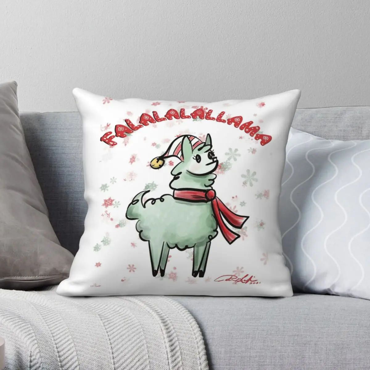 

Falalalallama Square Pillowcase Polyester Linen Velvet Creative Zip Decorative Throw Pillow Case Home Cushion Cover 18"