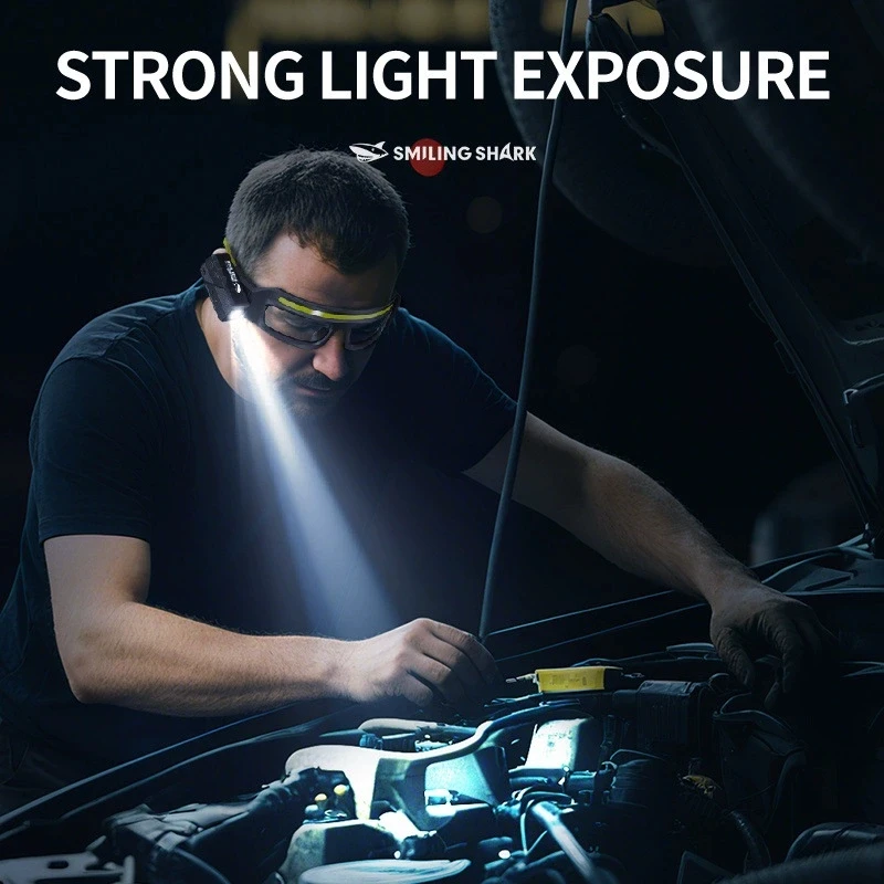 Professional Glasses Headlamp 2 in 1 Design 90 Degree Adjustment Gesture Control System 5 Lighting Modes Waterproof for Technica