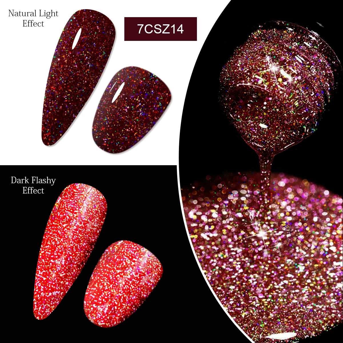 Groillim Single Bottle Rainbow Rhinestone Gel-Nagellack – glänzender Effekt, alkoholfrei, 0,24 Unzen – glitzernde Nägel, Salon geeignet