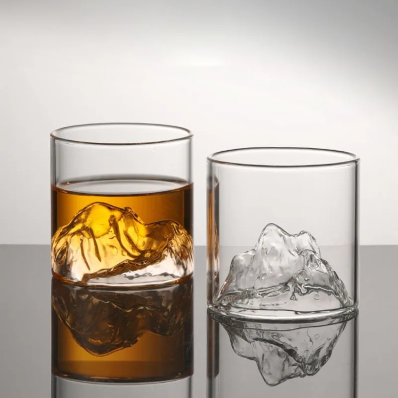 Mountain Molding High Borosilicate Glass, Single-layer Cup, Transparent Whiskey Glass, Home High Appearance Mount Fuji Water Cup