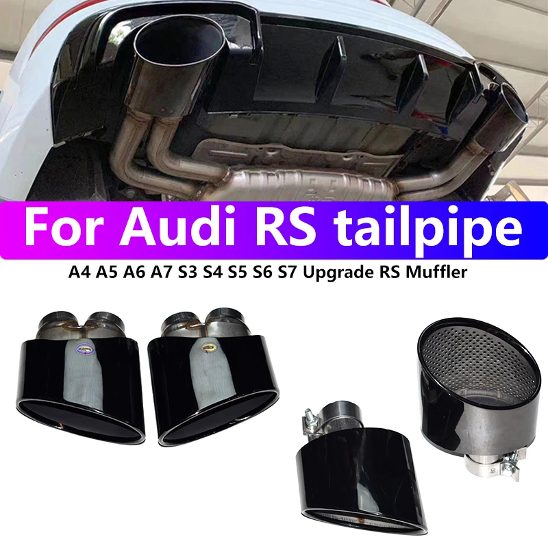 

1 pair for Audi A4 A5 A6 A7 S3 S4 S5 S6 S7 exhaust pipe upgrade RS stainless steel black oval mouth muffler nozzle