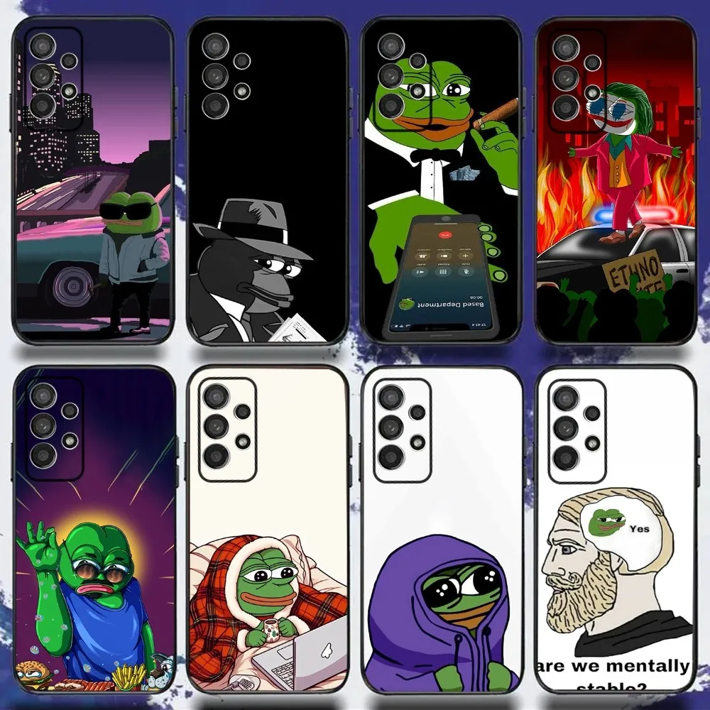 Funny P-Pepe Frog Phone Case For Samsung S24,S21,S22,S23,S30,Ultra,S20,Plus,Fe,Lite,Note,10,9,5G Black Soft Cover