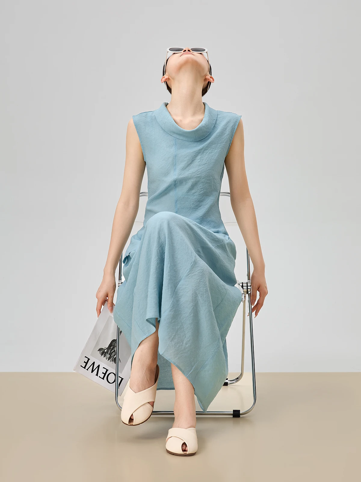 Conjunto de falda y chaleco azul Svel, traje de verano Faionable para mujer, conjunto de dos piezas redondo Ele Lady Sle