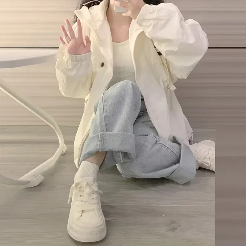 Dámská krátká bunda Petitechic s ochranou proti slunci, léto 2024, nový přírůstek, módní větrovka volného střihu - náhled 4