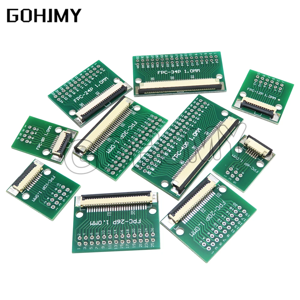 1PCS FPC FFC 1MM Pitch  For cable transfer Conversion board DIY PCB board 6P 8P 10P 20P 30P 40P 60P connector