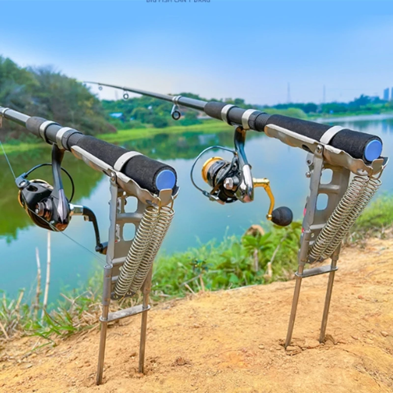 Folding Fishing Rod Holder Fishing Rod Rack Ground Support Bracket Automatic Double Spring Angles Fishing Rod Stand Rack