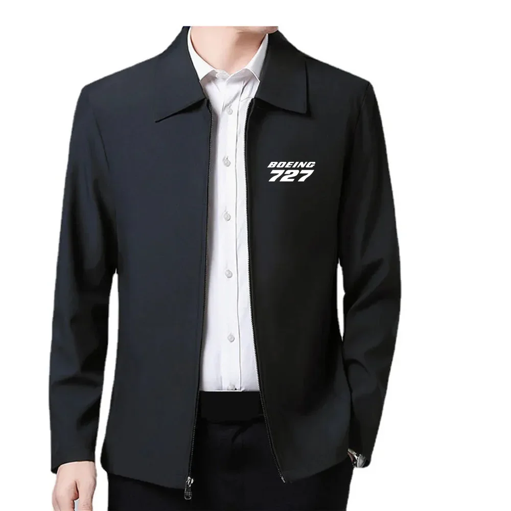 New Aviation Boeing 727 Pilots Man Jackets Coat Casual Loose Flip Collar Zipper Jackets for Men