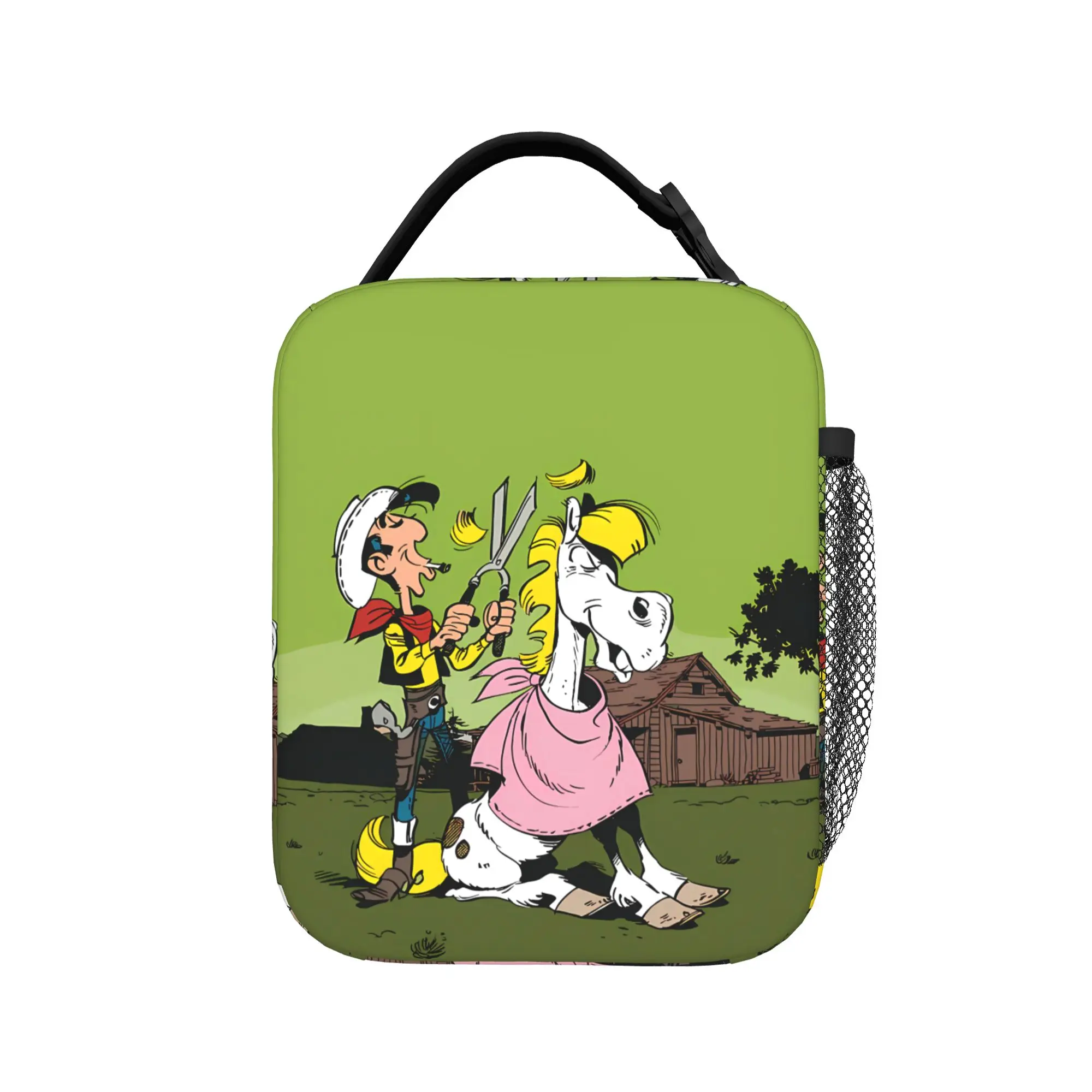 Lucky Luke Cartoon Comics Lunch Bag For Women  Graphic Design Lunch Box Outdoor Picnic Cooler Bag Portable Zipper Tote Handbags