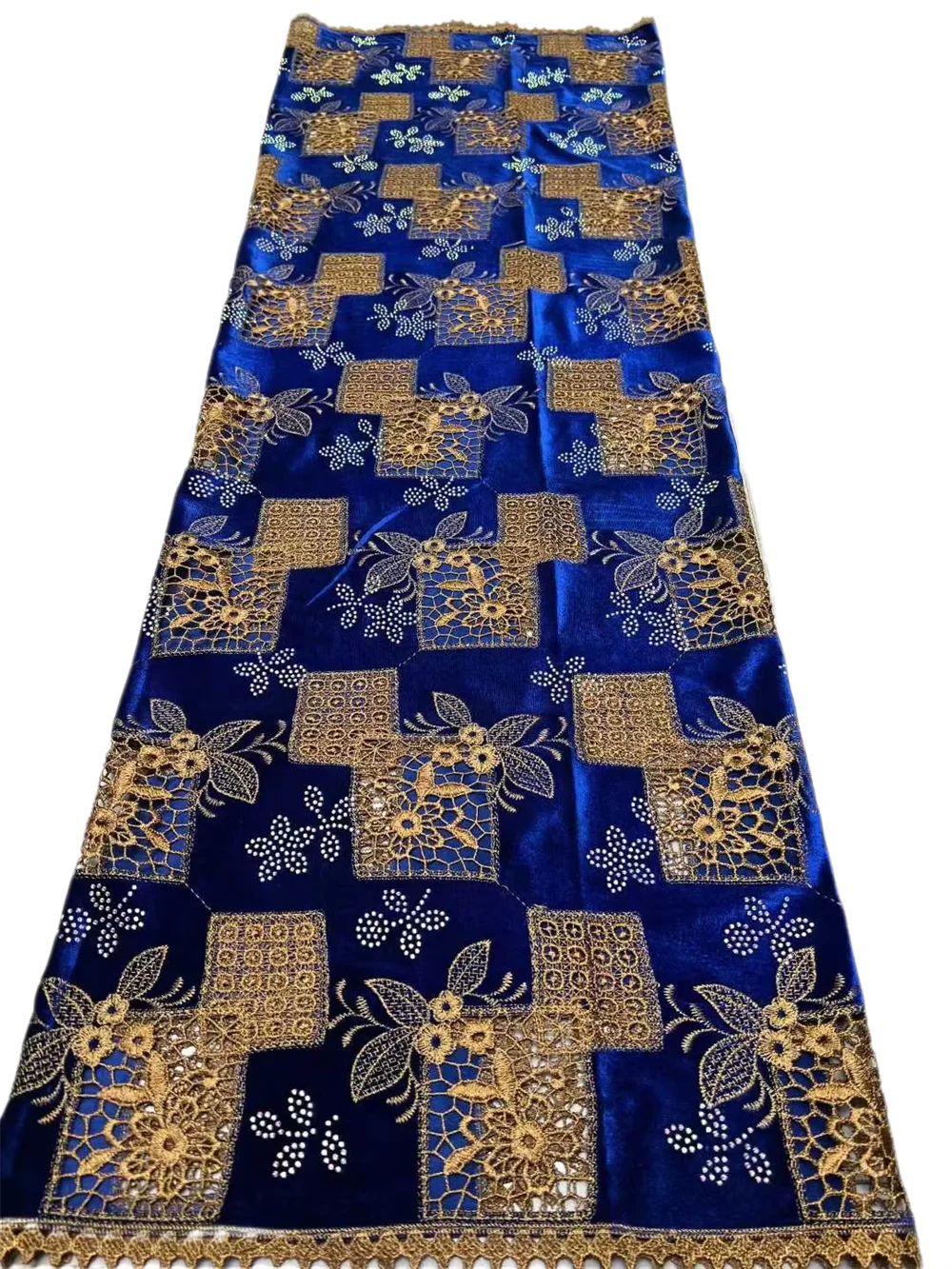 Luxury African Laser Velvet Lace Fabric 2026 High Quality French Nigerian Stones Embroidered Velvet Lace For Party Dress Sewing