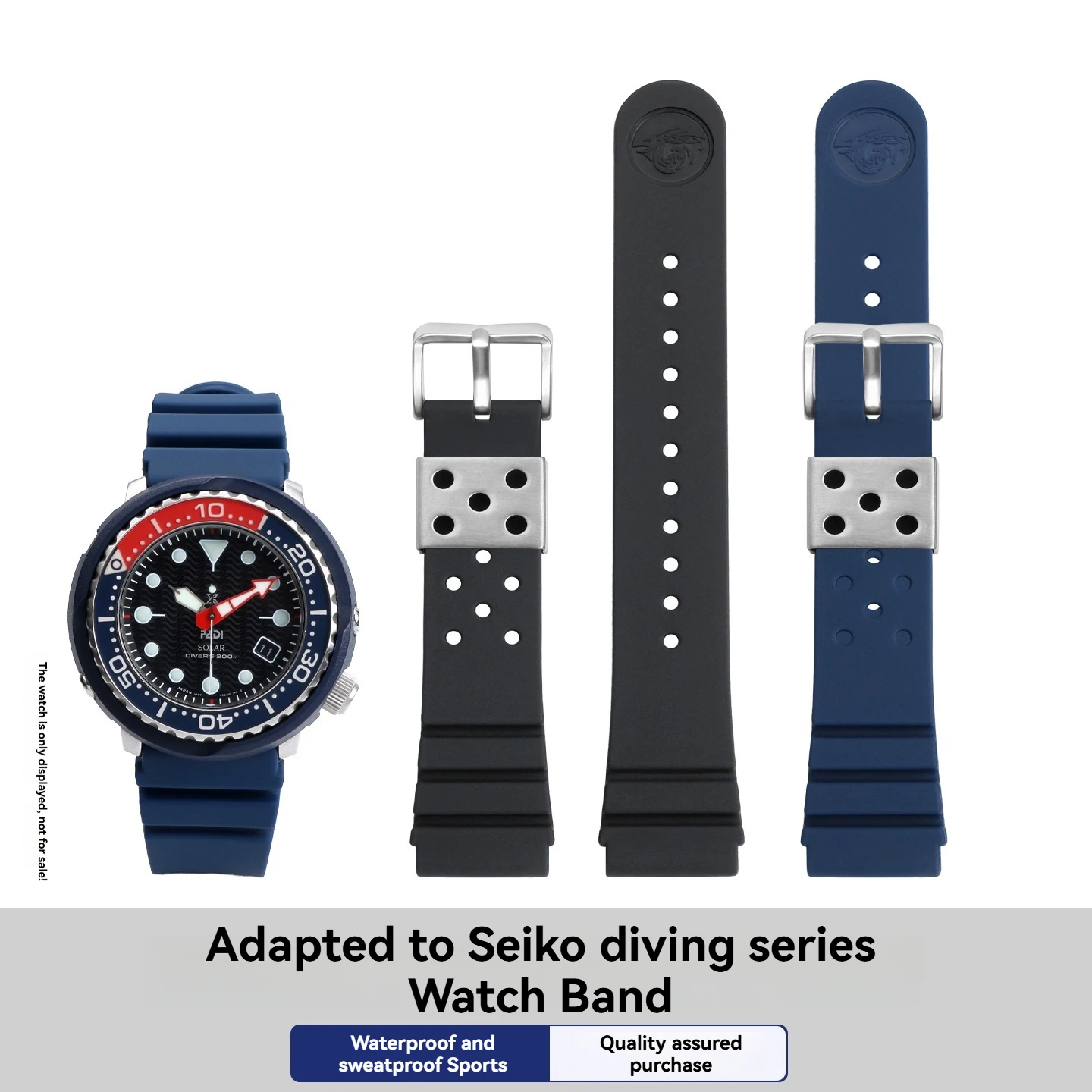 20mm 22mm For Casio MDV106 MDV106-1A MDV-107 Swordfish & Seiko 5 Sports, Silicone Watch Strap, Waterproof Replacement Band