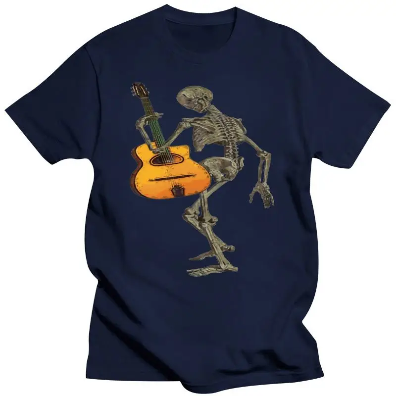 2022 New Cotton Breathable Tshirts For Men Skeleton With Gypsy Jazz Guitar Music Top T-Shirts  Brand  Fashion Street T Shirt