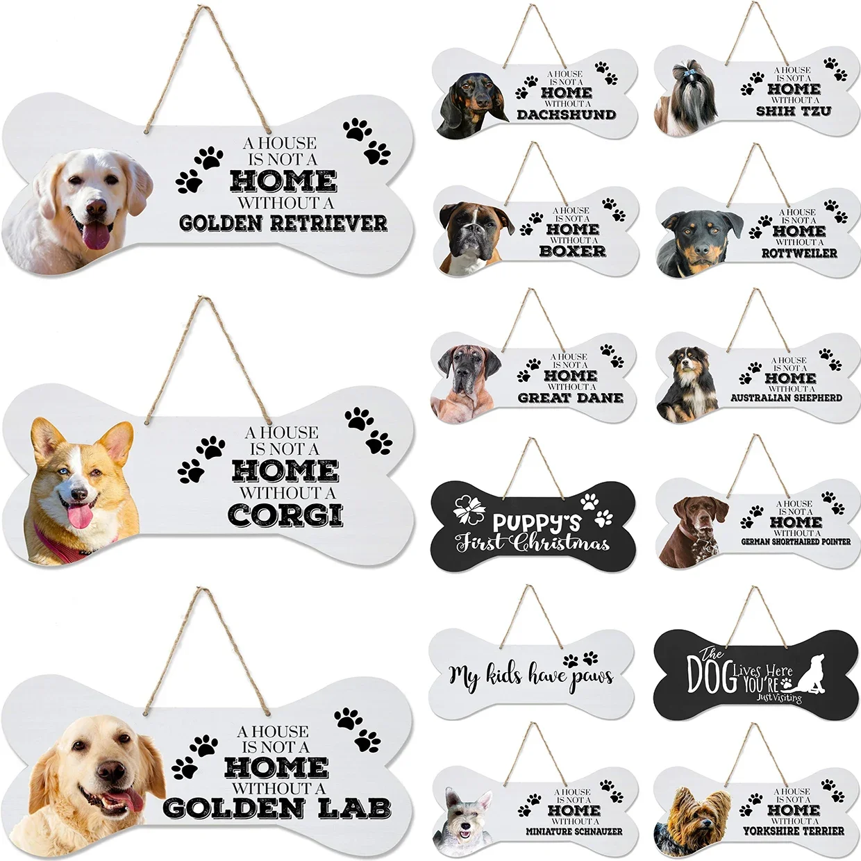 House Is Not Home Without Pet Wooden Hanging Signs Warning Bone Wall Decor Wood Plate Family Dog Lover House Decor Pupple Plaque