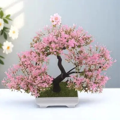 

Artificial Bonsai Tree Fake Plant Realistic Welcome Pine Simulation Bonsai Mini Potted Tree Decoration for Desk Home Office