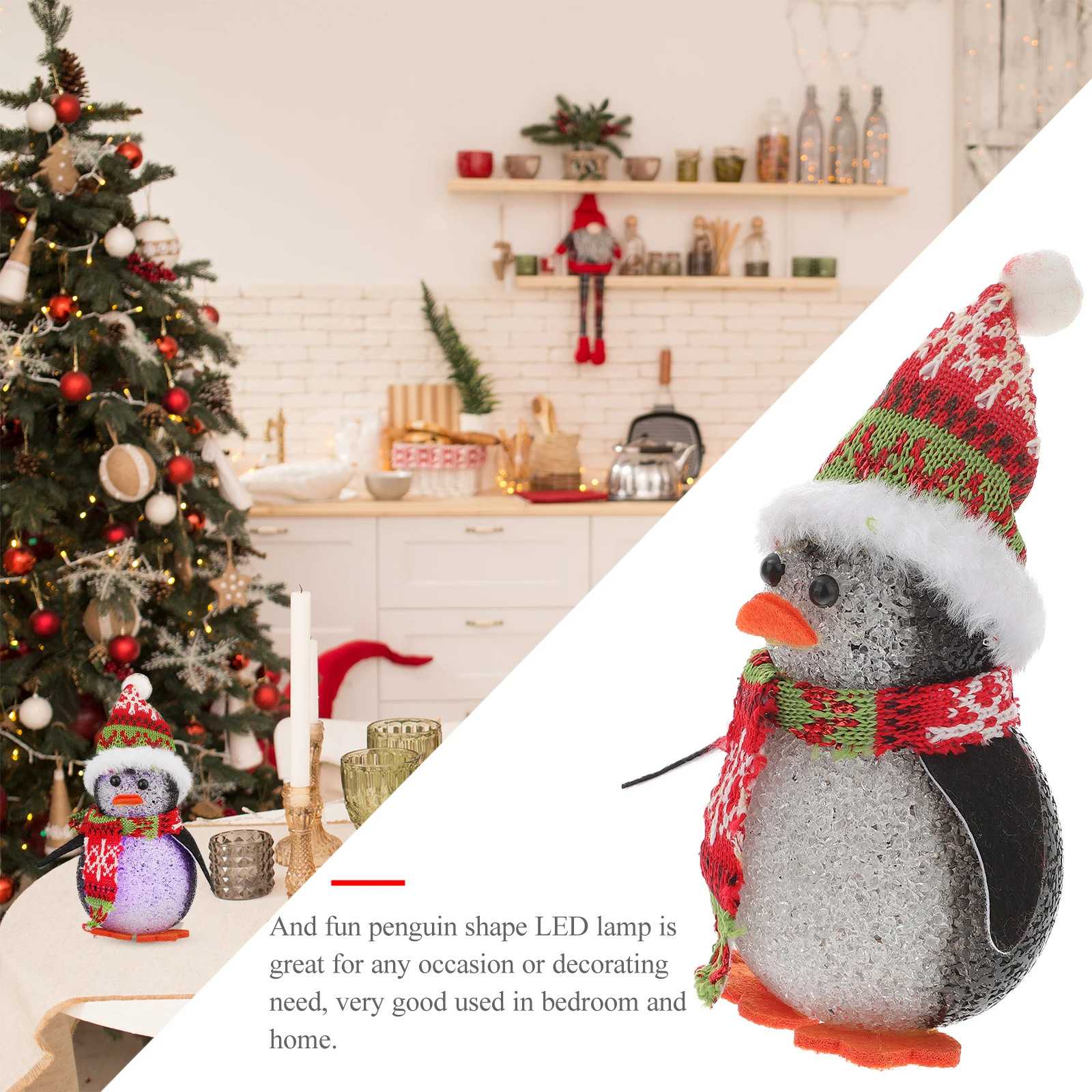 

2pcs Christmas Penguin LED Lamp Showcase Decor Cute Soft Light Bedroom Bathroom Night Toy Glowing Christmas Party Home Decor