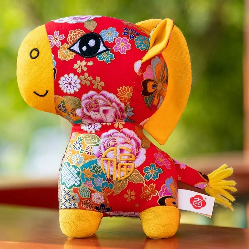 Chinese Style Horse Mascot Stuffed Animal Soft Fluffy Plush Horse Stuffed Animal Toy Collection PP Cotton
