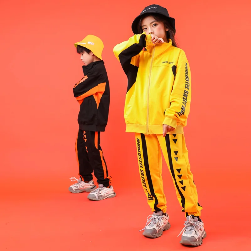 Ropa de baile para niños, disfraces modernos de Hip Hop para niñas y niños, camiseta de Jazz, pantalones, traje de abrigo, Ropa de baile de espectáculo, ropa de baile de salón