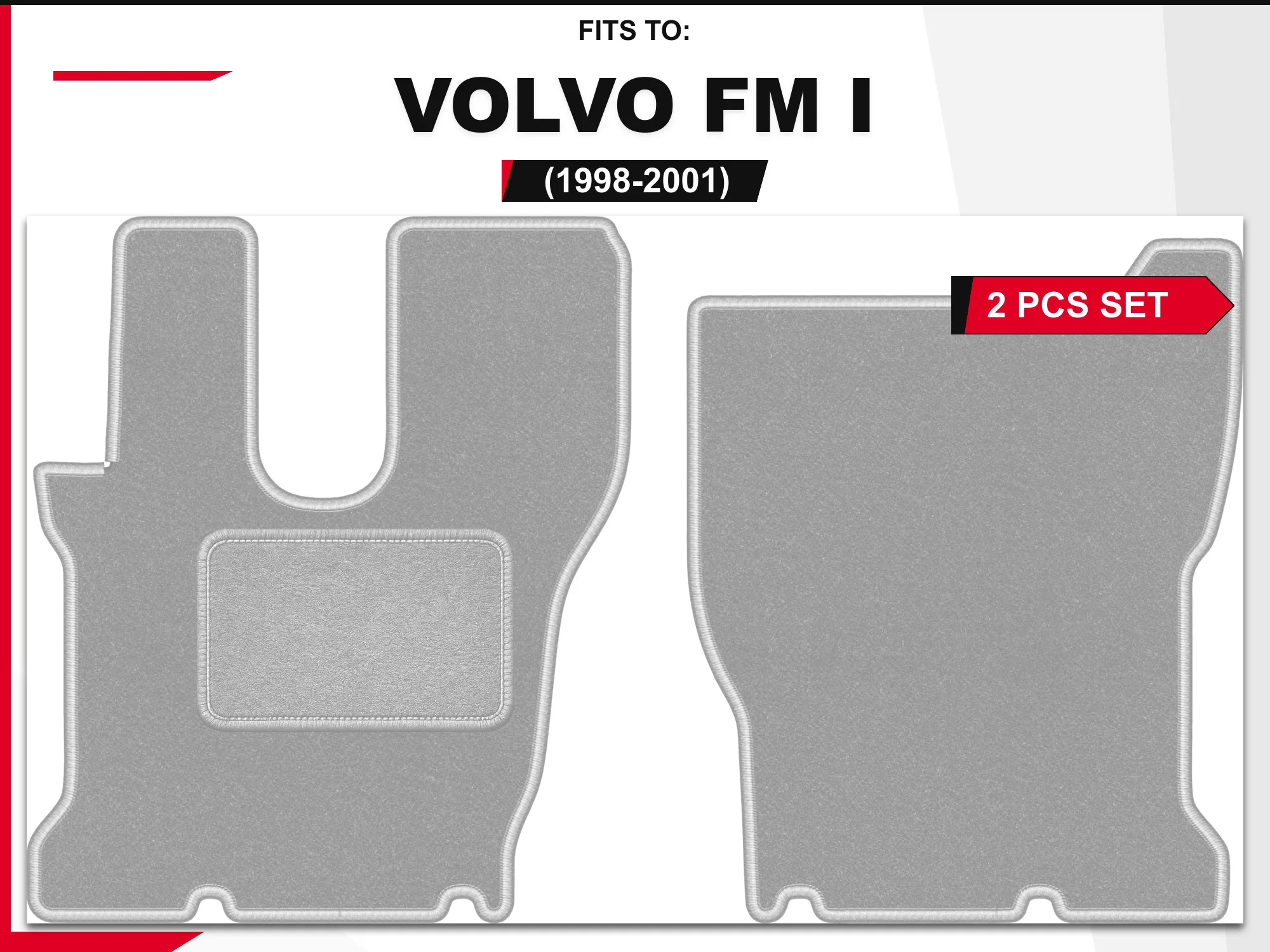 OSLO velourmatten voor: Volvo FM I 1998-2001 vrachtwagen Grijs 2 stuks