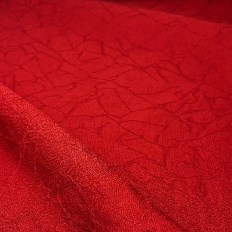 Yarn Woven Jacquard Fabric  for Diy Sewing Red Dress Jacket Clothing Fabrics Cotton Linen Material Cloth By Meter