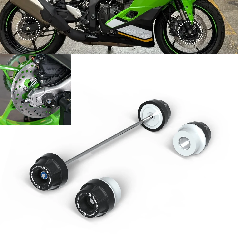For Kawasaki ZX-4R ZX-4RR ZX4R SE 2023-2026 Front Rear Wheel Axle Fork Crash Slider Motorcycle Stand Screw Swingarm Spools