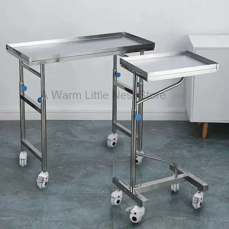 

Medical Tray Rack Auxiliary Tool Cart Luxury Stainless Steel Salon Trolleys Creative Salon Furniture Organizer Cart with Wheels