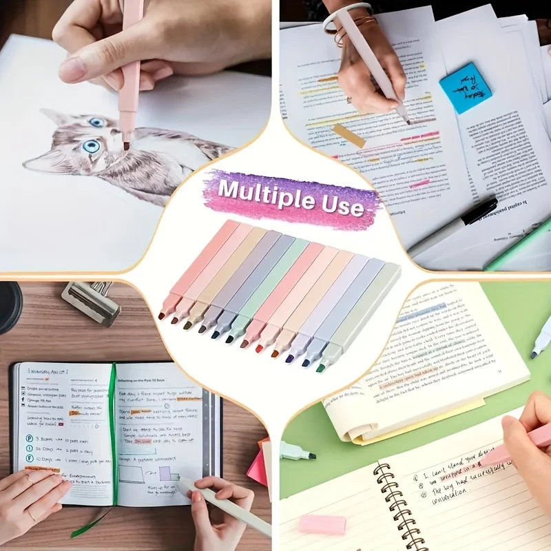 High Quality Morandi Pastel Highlighter Pens, Soft Chisel Tip Mild No Bleed Highlighters, Aesthetic Cute Marker Pens for Journaling, Notes & School Office Supplies