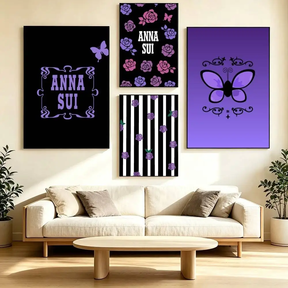 A-ANNA SUI Rose Butterfly  Poster High Quality Dorm Living Room Aesthetic Wall Decoration Painting Stickers Gift