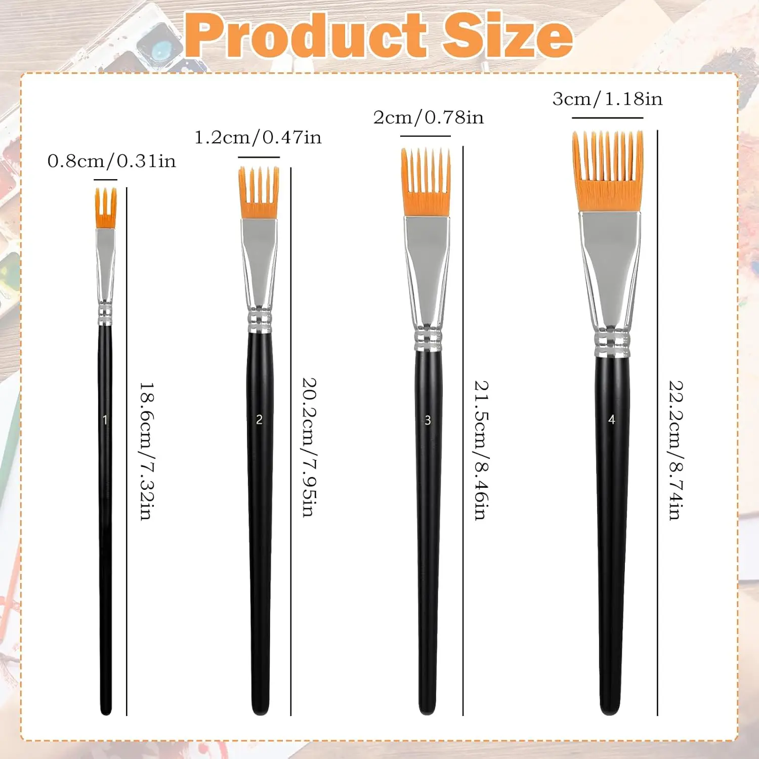 4Pcs Comb Artist Brush Set Rake Brushes for Painting with Birch Wood Handle Paintbrush for Acrylic Paint Textured Art Paintbrush