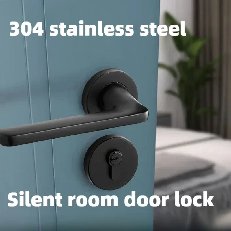 New Indoor Bedroom Door Lock Household Wooden Door Silent Split Lock Universal Black Gray 304 Stainless Steel Door Lock