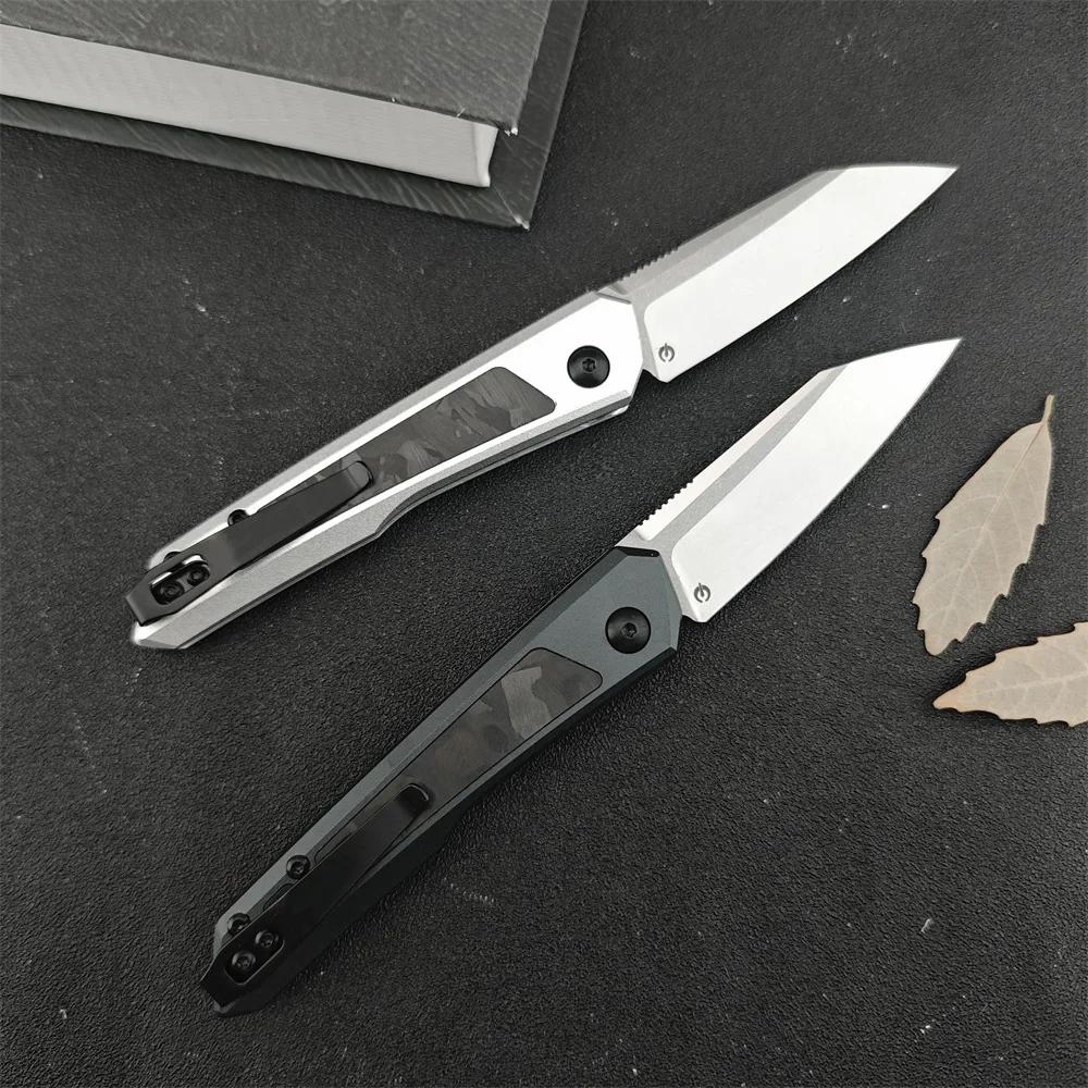 KS 7050 Launch 20 Folding Knife CPM-MagnaCut Reverse Blade Clear Anodized Aluminum Handles with Carbon Fiber Inlays Knife