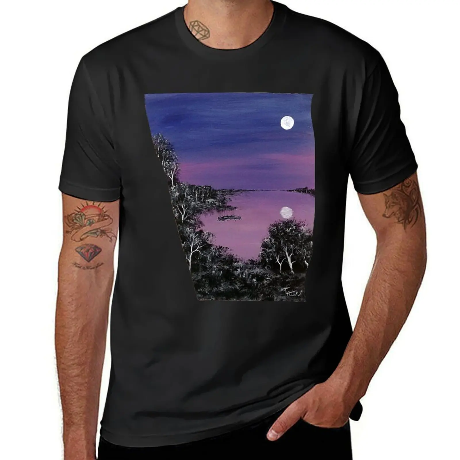 Moon Filled Night (Dark) T-Shirt graphics cute tops hippie clothes t shirts for men pack