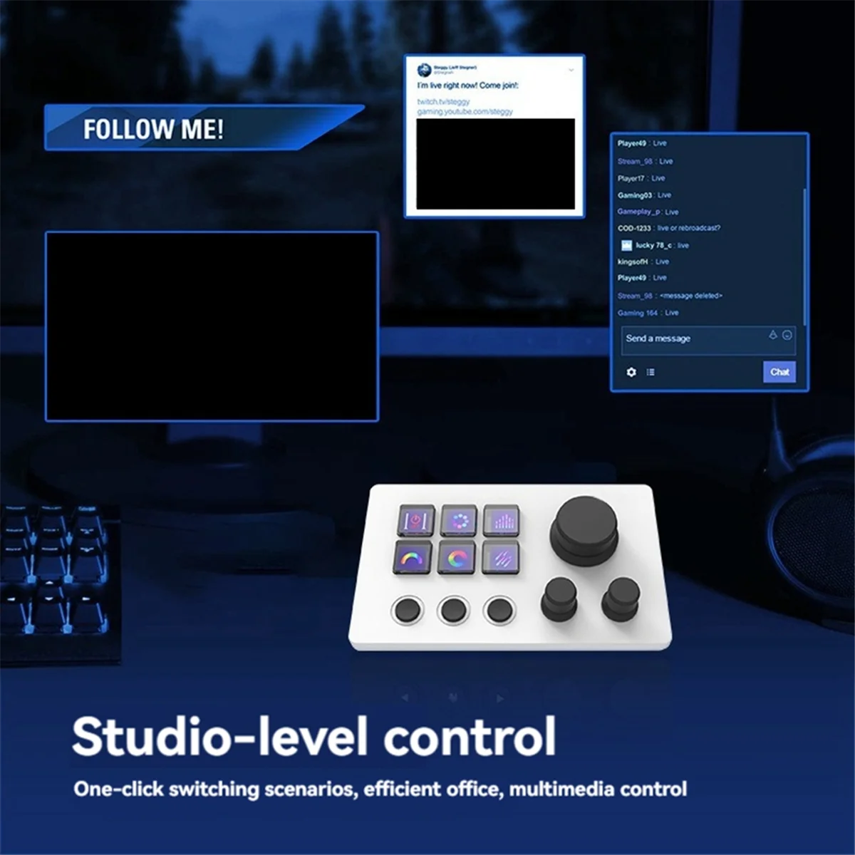 

Popular Custom Visual Keyboard Mini Desktop Controller with Screen Knob Macro Programming Streamdeck Live Broadcast Console