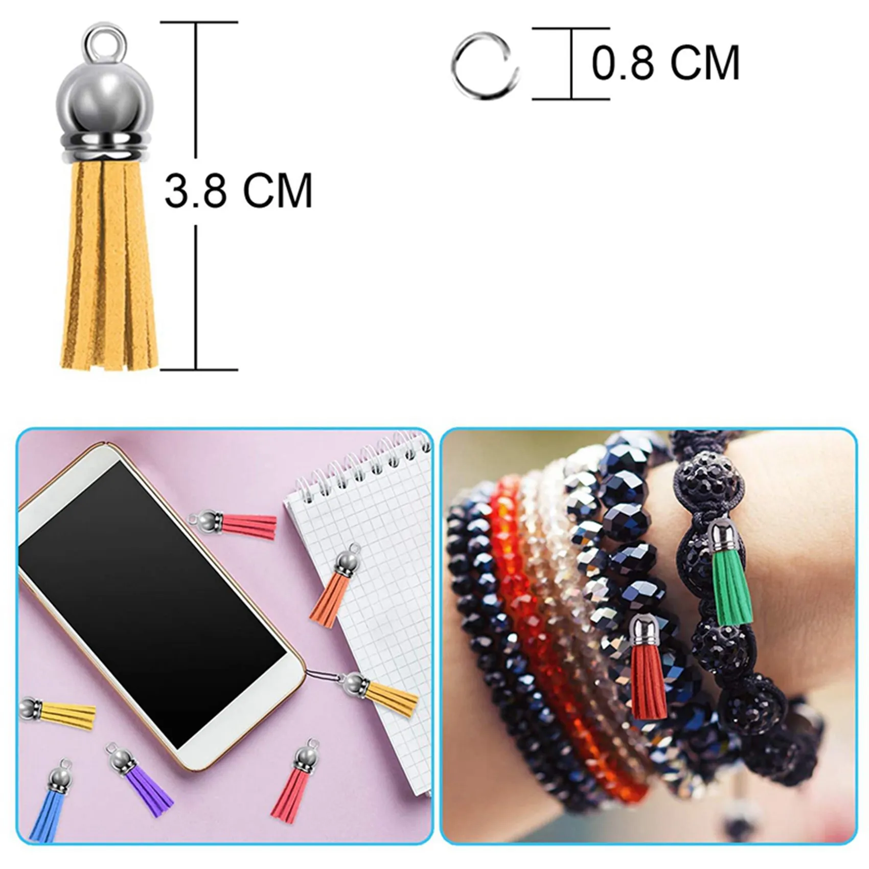 

A50U 240Pcs Keychain Tassels Kit Leather Tassel Charms And Jump Rings For Jewelry Making, Keychain, Bracelets And DIY Craft
